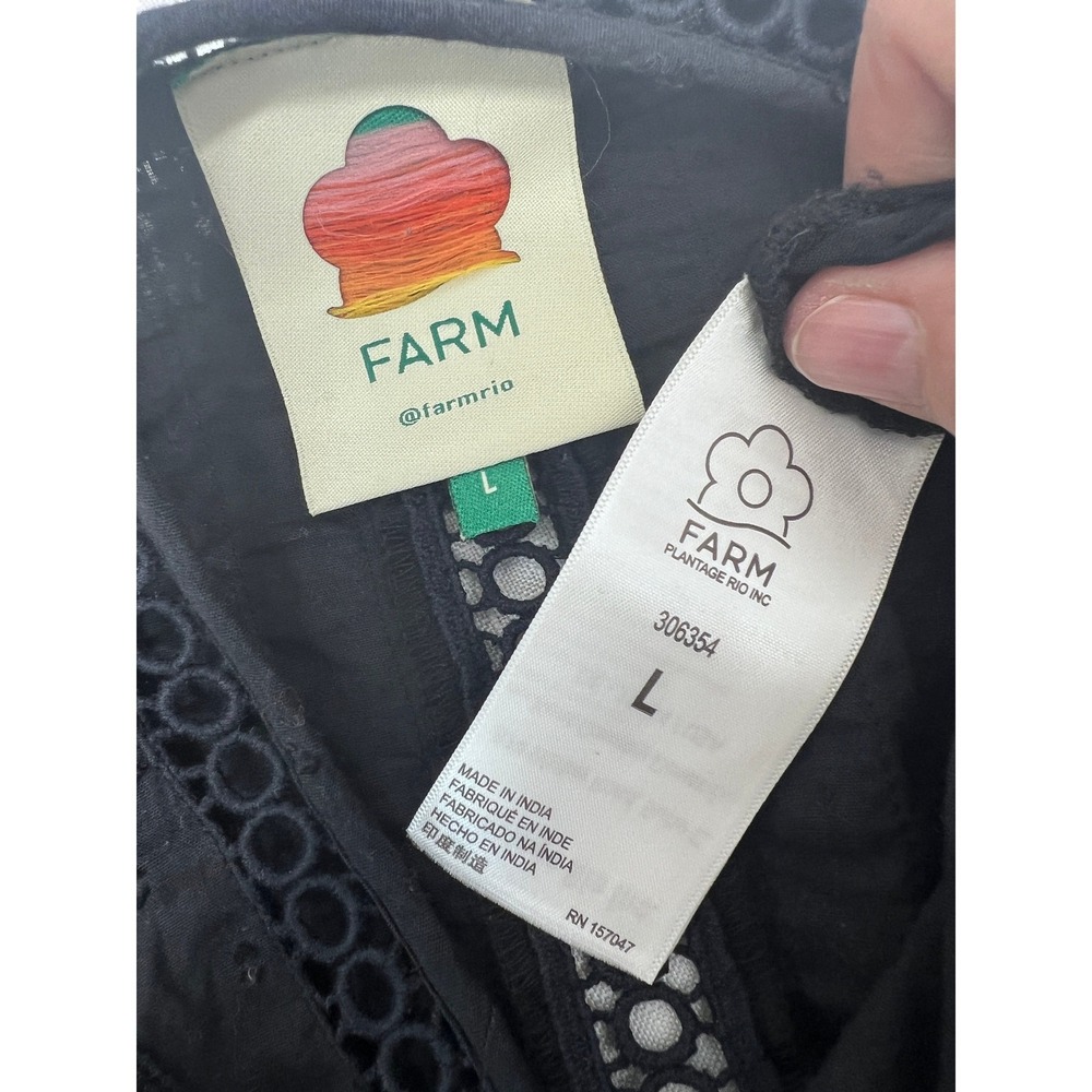FARM Rio Black Lace-Trim Puff-Sleeve Bodysuit - Picture 10 of 10